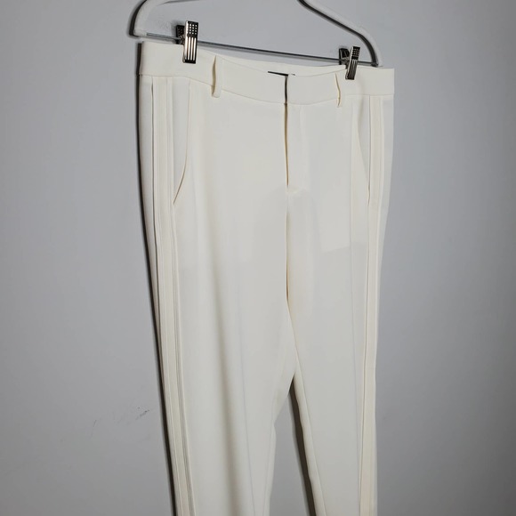 VINCE Satin Bound Easy White Skinny Leg Trouser Dress Pants Sz 6 - Picture 3 of 8